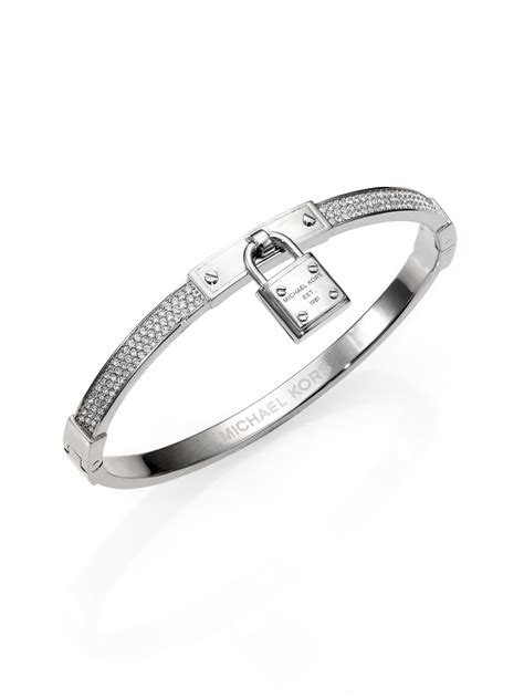 michael kors silver bracelet with diamonds|michael kors bracelet with lock.